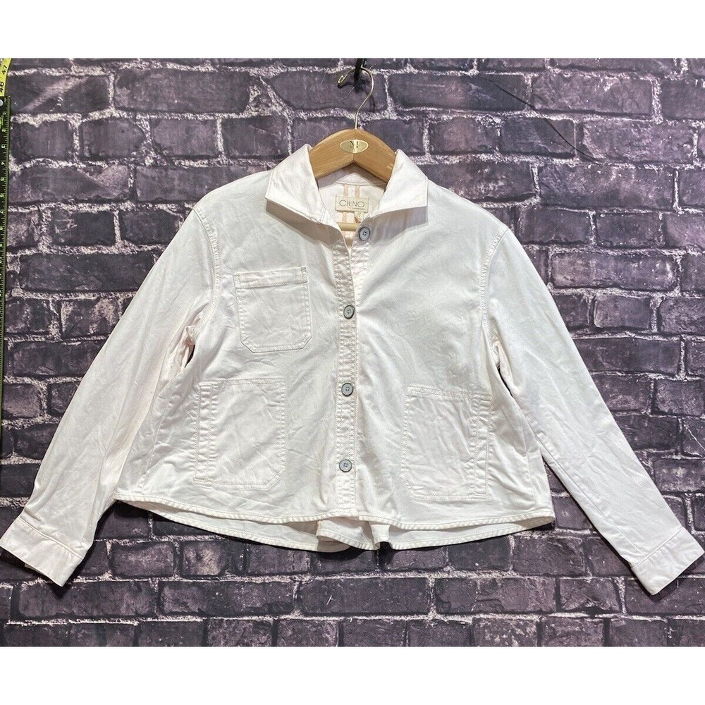Chino Anthropologie Crop Swing Jacket Womens Medium Pale Pink Denim Pockets